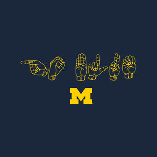 Michigan Go Blue Sign Language NLA T-Shirt - Midnight Navy
