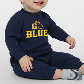 Michigan Go Blue MI Infant Fleece One-Piece - Navy