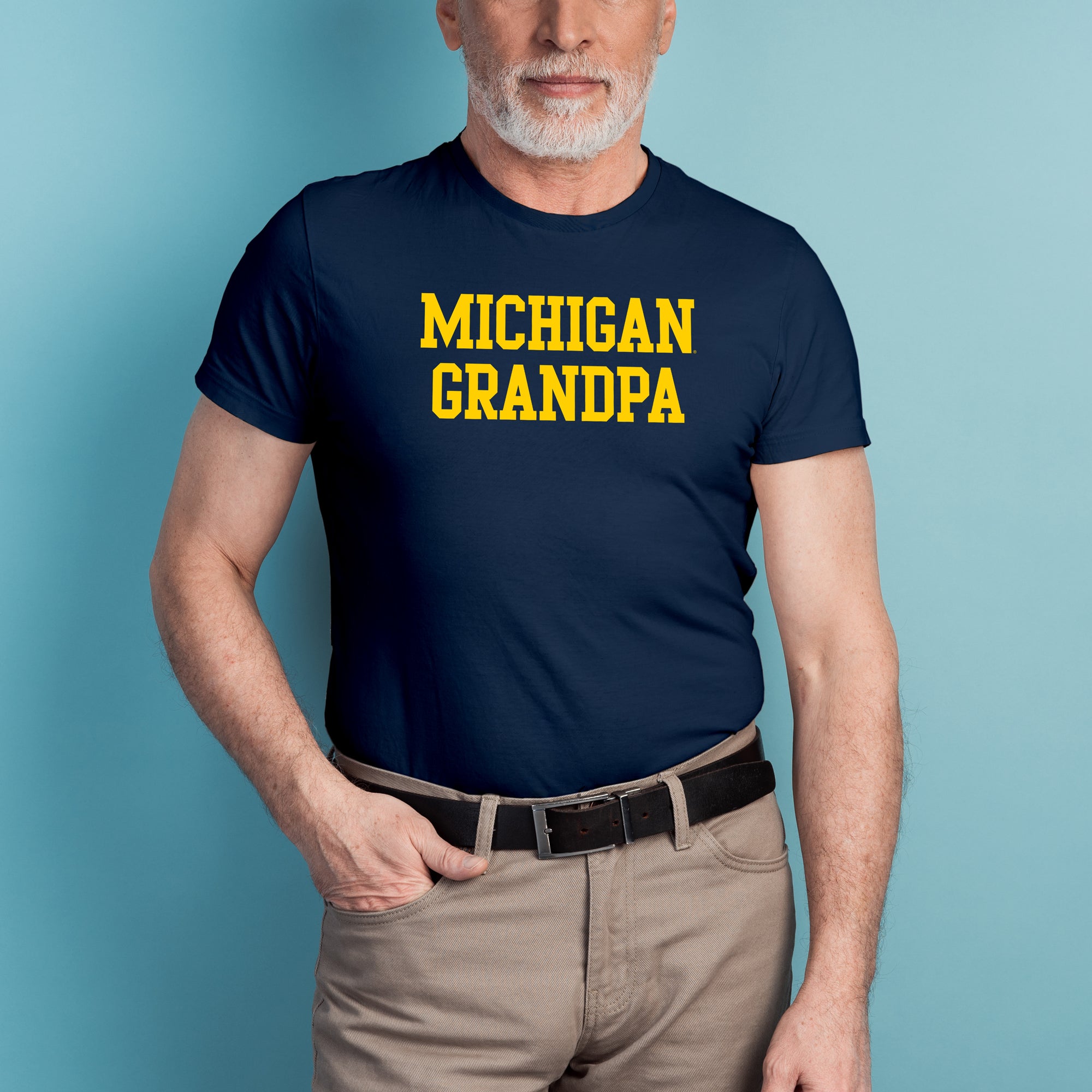 Michigan Basic Block Grandpa T-Shirt - Navy