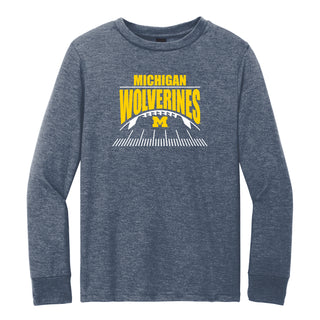 Michigan Football Field Youth Triblend Long Sleeve - Navy Frost