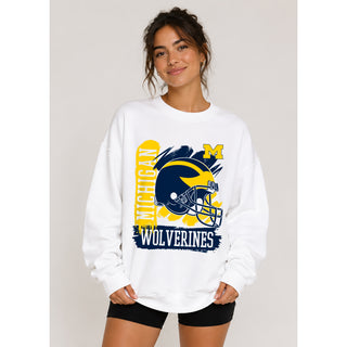 Michigan 90s Big Print Crewneck - White