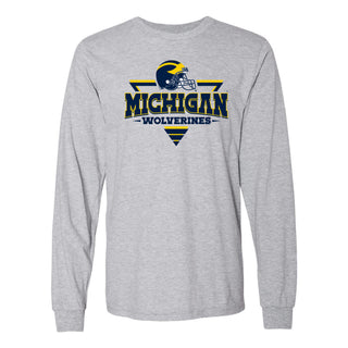 MIchigan Football Triangle AA Jersey Long Sleeve Tee - Heather Grey