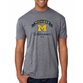 Michigan Ribbon Arc NLA Triblend T-Shirt - Premium Heather