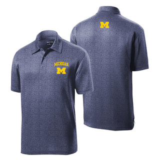 Michigan Arch and Tag Contender Polo - True Navy Heather