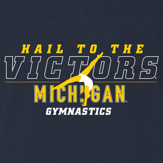 Michigan Women's Gymnastics Fight Song Silhouette Canvas Triblend T-Shirt - Solid Navy Triblend