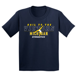 Michigan Women's Gymnastics Fight Song Silhouette Youth T-Shirt - Navy