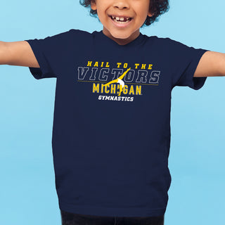 Michigan Women's Gymnastics Fight Song Silhouette Youth T-Shirt - Navy