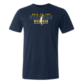 Michigan Men's Basketball Fight Song Silhouette Canvas Triblend T-Shirt - Solid Navy Triblend