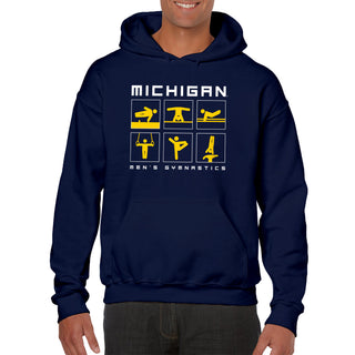 Michigan Men's Gymnastics Action Squares Hoodie - Navy