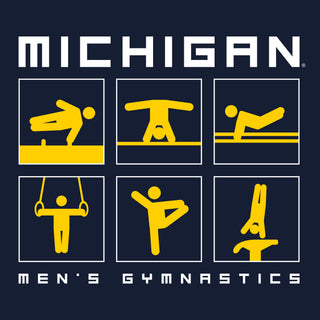 Michigan Men's Gymnastics Action Squares T-Shirt - Navy