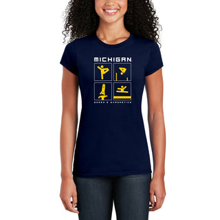 Michigan Women's Gymnastics Action Squares Women's T-Shirt - Navy