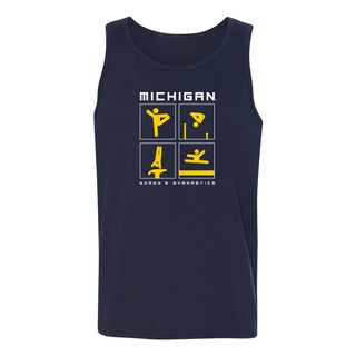 Michigan Women's Gymnastics Action Squares Tank Top - Navy