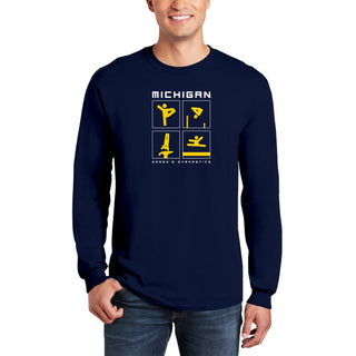 Michigan Women's Gymnastics Action Squares Long Sleeve T-Shirt - Navy