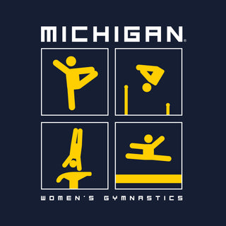 Michigan Women's Gymnastics Action Squares Women's T-Shirt - Navy