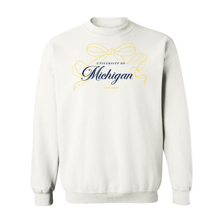 Michigan Delicate Bow Crewneck Sweatshirt - White