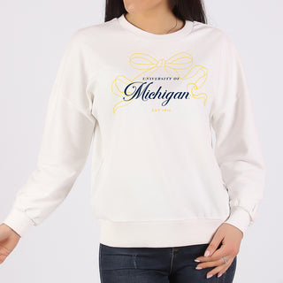 Michigan Delicate Bow Crewneck Sweatshirt - White