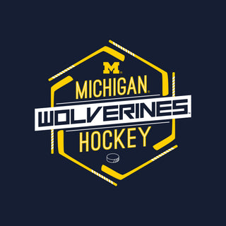 Michigan Wolverines Hockey Hex Youth T-Shirt - Navy
