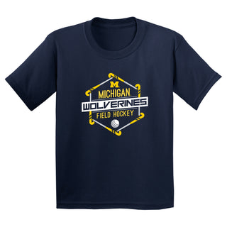 Michigan Wolverines Field Hockey Hex Youth T-Shirt - Navy