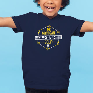 Michigan Wolverines Golf Hex Youth T-Shirt - Navy
