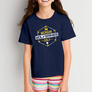 Michigan Wolverines Golf Hex Youth T-Shirt - Navy