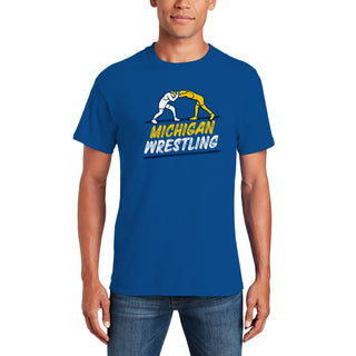 Michigan Wrestling Sketch T-Shirt - Royal