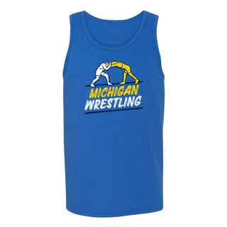 Michigan Wrestling Sketch Tank Top - Royal