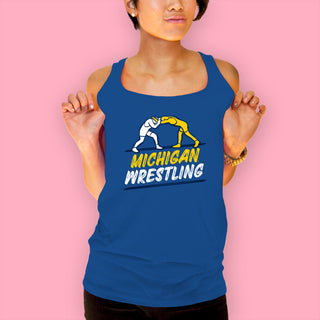 Michigan Wrestling Sketch Tank Top - Royal