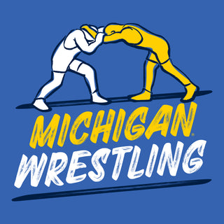 Michigan Wrestling Sketch Hoodie - Royal