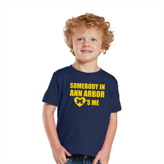 Michigan Somebody in Ann Arbor Loves Me Toddler T-Shirt - Navy