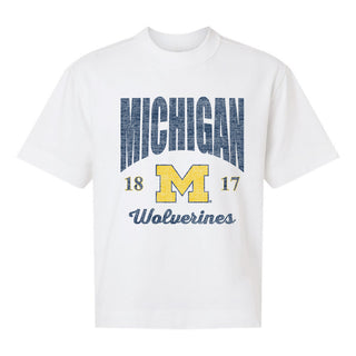 Michigan Giving Noise Unisex Heavyweight Cotton Mid-Length Tee - White