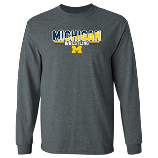 Michigan Wrestling Top Flight Long Sleeve T-Shirt - Dark Heather