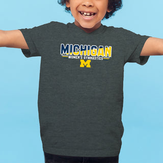 Michigan Women's Gymnastics Top Flight Youth T-Shirt - Dark Heather