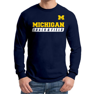 Michigan Track & Field Slant Long Sleeve T-Shirt - Navy