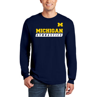 Michigan Gymnastics Slant Long Sleeve T-Shirt - Navy