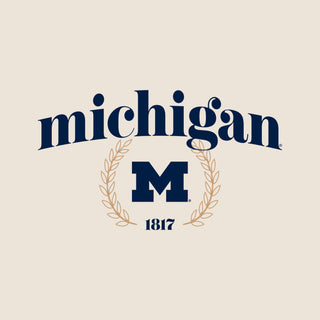 Michigan Graceful Laurel Womens Garment-Dyed Boxy T-Shirt - Ivory
