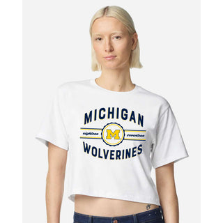 Michigan Grandstand Women's Fine Jersey Boxy Tee - White