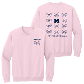 Michigan Bow Bliss Crewneck - Light Pink