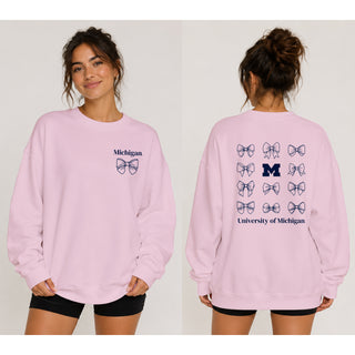 Michigan Bow Bliss Crewneck - Light Pink