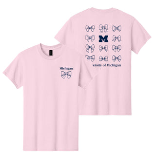 Michigan Bow Bliss T-Shirt - Light Pink