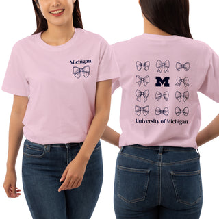 Michigan Bow Bliss T-Shirt - Light Pink
