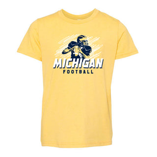 Michigan Football Action CVC Youth T-Shirt - Heather Yellow Gold