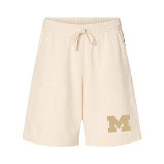 Michigan Tonal Block M Garment-Dyed Lightweight Fleece Sweat Shorts - Ivory