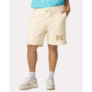 Michigan Tonal Block M Garment-Dyed Lightweight Fleece Sweat Shorts - Ivory