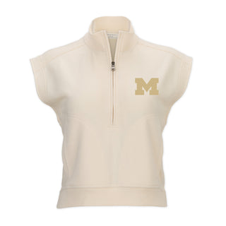 Michigan Tonal Block M Womens French Terry 1/2 Zip - Natural