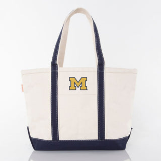 Michigan Block M EMB Medium Classic Tote - Navy