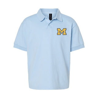 Michigan Block M Outline EMB Youth Dryblend Jersey Polo