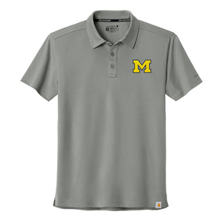 Michigan Block M Outline Carhartt Force Sun Defender Polo - Asphalt