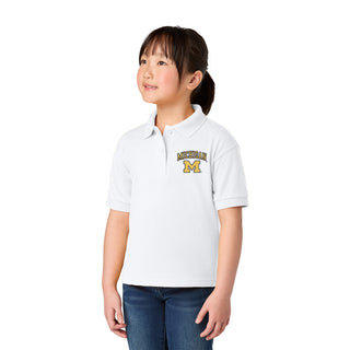 Michigan Arch Logo EMB Youth Dryblend Jersey Polo