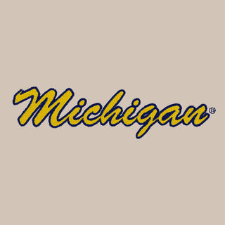 Michigan Script Wordmark Five-Panel Twill Cap - Khaki/Navy