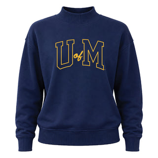Michigan Initial Mark EMB Womens Dream Fleece Mockneck - Navy